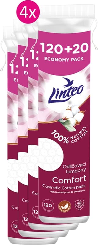 Natural Cotton Pads waciki kosmetyczne 120 + 20ks x 4