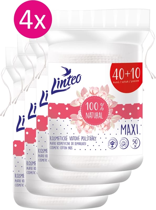 Natural Cotton Pads waciki do demakijażu 40 + 10ks x 4