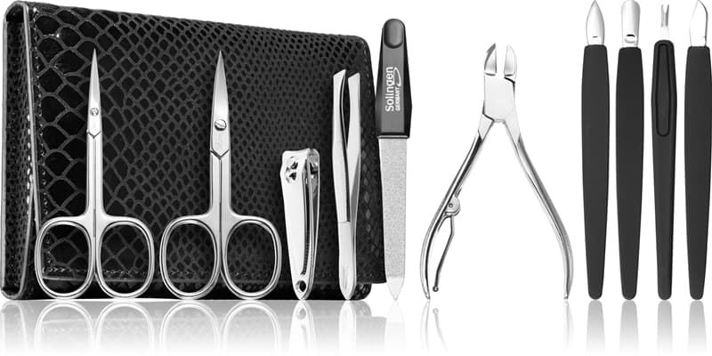 Premium Line Solingen 252 zestaw do manicure + skórzane etui Black