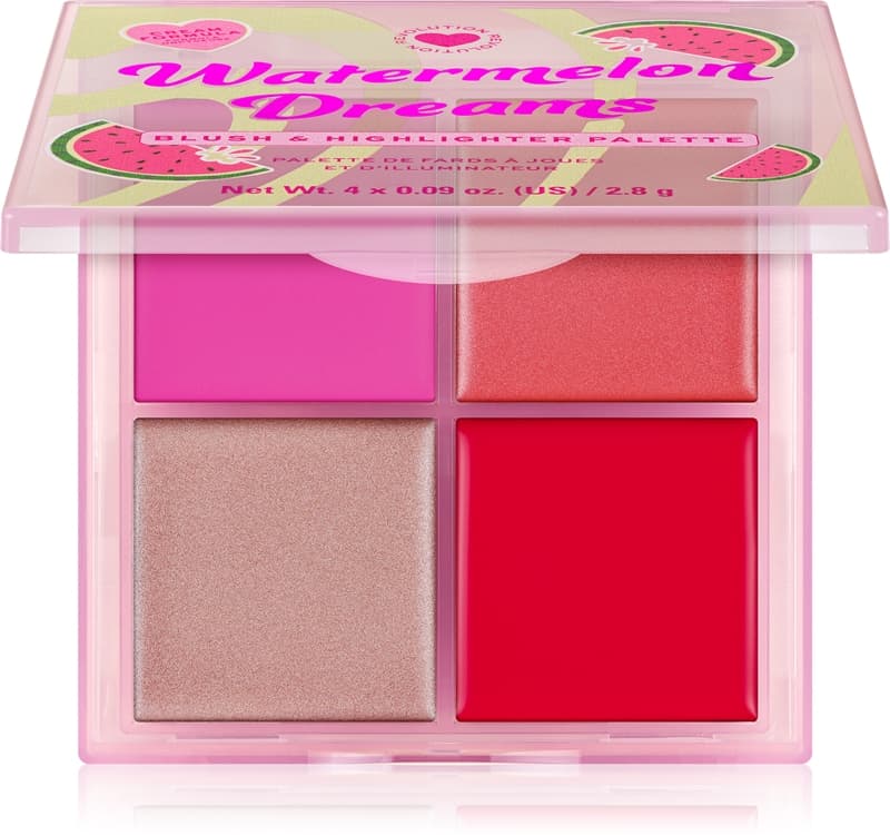 Watermelon Dreams Blush & Highlighter Quad paleta rozświetlaczy i róży do policzków