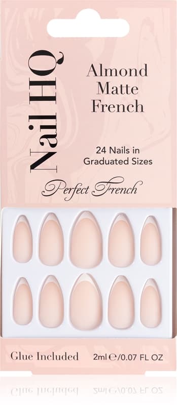Almond Matte French sztuczne paznokcie z klejem