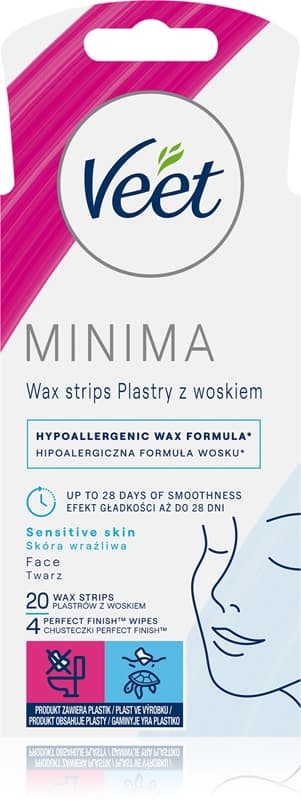 Minima Hypoallergenic woskowe paski do depilacji do twarzy